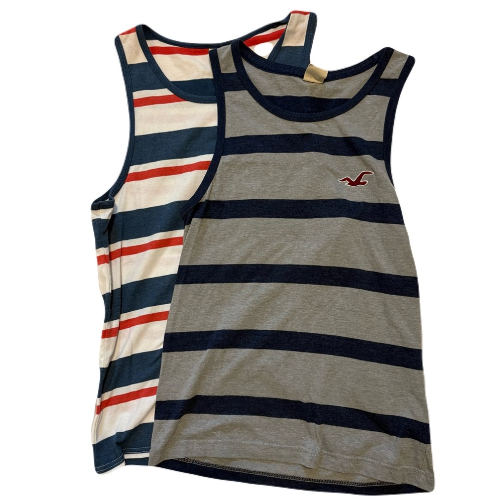 Pair of Hollister Men's Striped Tank Tops 1Sm 1Med